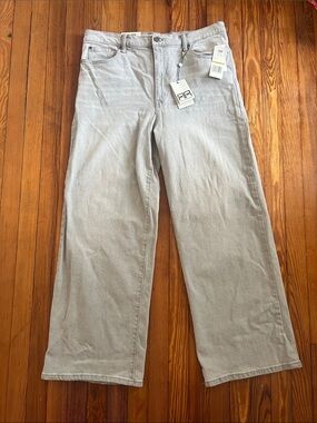 Robert Rodriguez High Rise Wide Leg Jeans NWT Light Grey "Sterling" Size 14